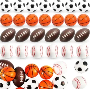 26 Pcs Squeezable Stress Balls, 2.5" Mini Foam Sports Balls, Mini Stress Balls for Anxiety Relief, Mini Baseball Football Basketball Soccer Stress Toy Game Party Favors Prizes, 4 Ball Games