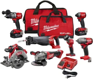 2997-27 M18 18-Volt Lithium-Ion Brushless Cordless Combo Kit (7-Tool) W/ (2) 5.0 Ah Batteries, (1) Charger, (2) Tool Bags