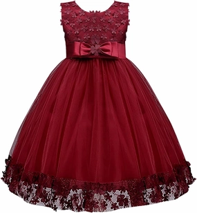 2-10T Big Little Girl Ball Gown Short Lace Flower Tulle Prom Dresses for Wedding Party Evening Dance