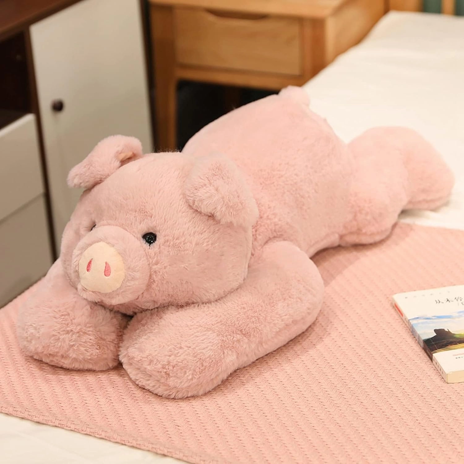 2 Lb Weighted Stuffed Pink Pig Animals - 16 Inches Bear Dog Dino Pig Plush Throw Pillow Toy - Embroidered Plushie Collectible - Kawaii Plushies Hugging Toy Gifts for Kids & Adults (Pink Pig)