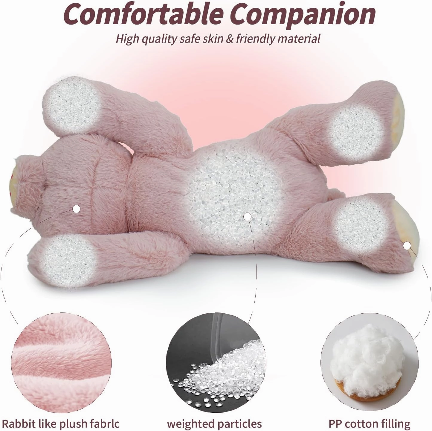 2 Lb Weighted Stuffed Pink Pig Animals - 16 Inches Bear Dog Dino Pig Plush Throw Pillow Toy - Embroidered Plushie Collectible - Kawaii Plushies Hugging Toy Gifts for Kids & Adults (Pink Pig)
