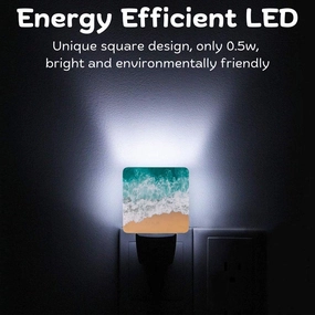 2 Pack Plug-in Night Lights - Automatic Sensor Dusk-to-Dawn LED Warm Sweet Wall Nightlight for Home, Bedroom, Kitchen, Hallway (Ocean Sea Side)