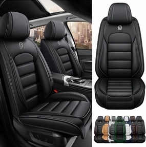 2 Seat Covers for Chevrolet Suburban 2006-2024 Leather Car Seat Covers Waterproof Anti-Slip Soft Car Seat Protectors Premium Automotive Seat Covers with Airbag（Standard,Classic Black）
