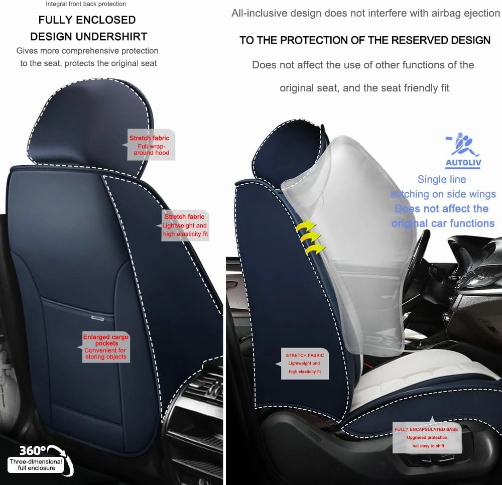 2 Seat Covers for Chevrolet Suburban 2006-2024 Leather Car Seat Covers Waterproof Anti-Slip Soft Car Seat Protectors Premium Automotive Seat Covers with Airbag（Standard,Classic Black）