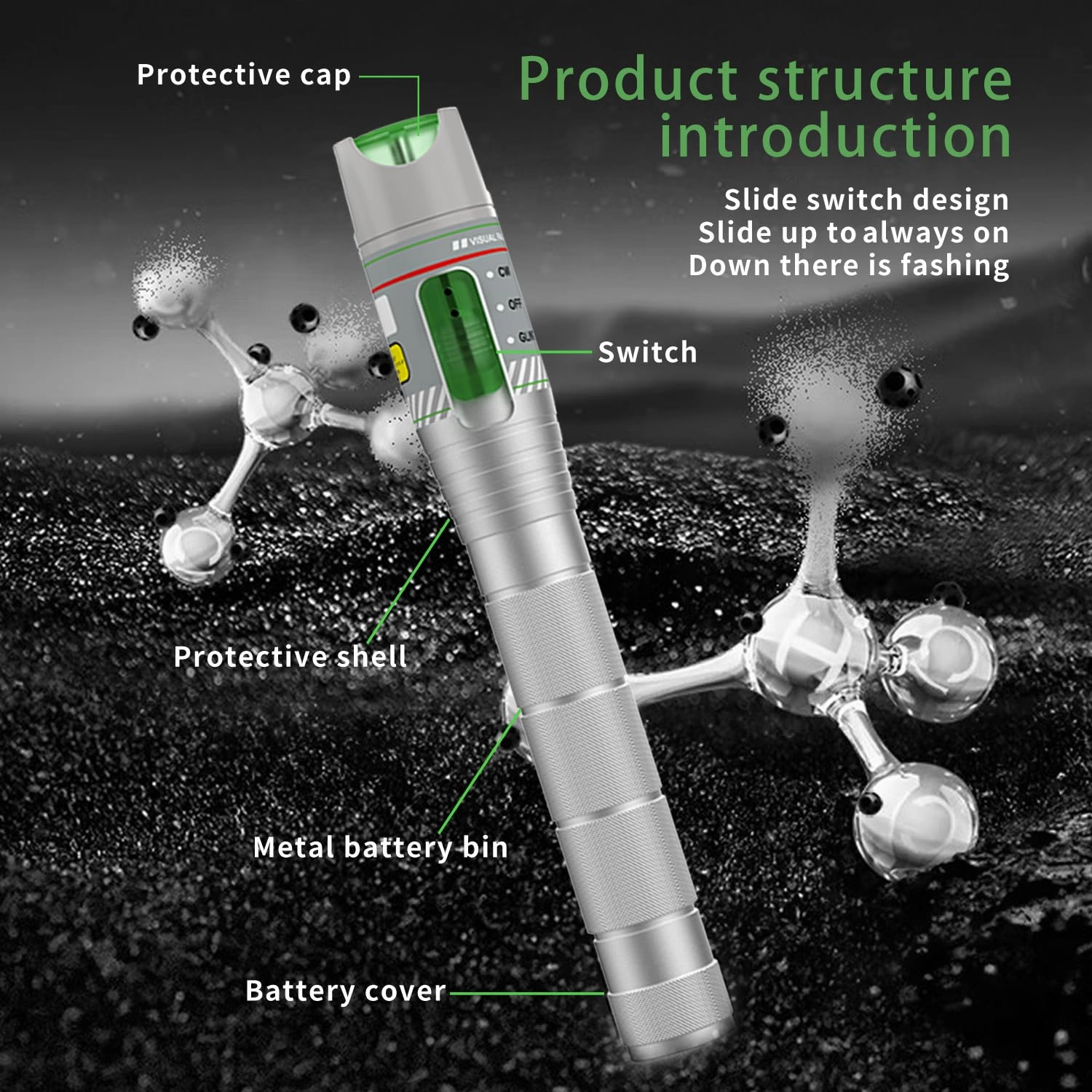 2PCS 100KM Visual Fault Locator for Fiber Optic Cables, VFL Supports FC/ST/SC Interfaces, Long-Range Fault Finder, Fiber Light Pen Tester, High-Precision OTDR Mapping Tool for FTTH, Telecom, Datacom