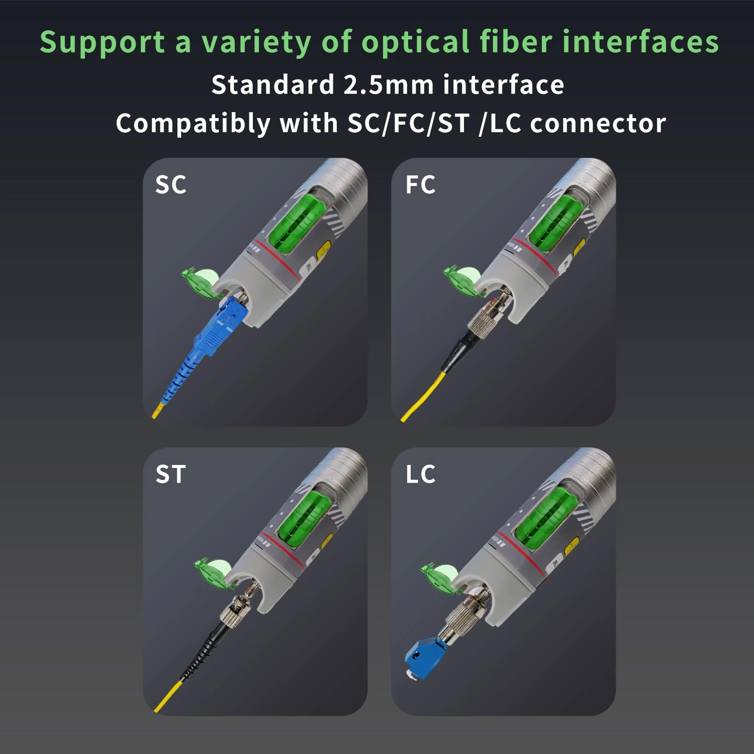 2PCS 100KM Visual Fault Locator for Fiber Optic Cables, VFL Supports FC/ST/SC Interfaces, Long-Range Fault Finder, Fiber Light Pen Tester, High-Precision OTDR Mapping Tool for FTTH, Telecom, Datacom