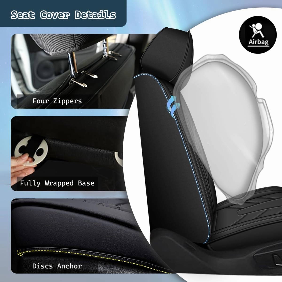 2PCS Front Leather Car Seat Covers Fit for Nissan Sentra 2008-2025 Waterproof and Anti Staining Auto Protector Car Seat Covers (Black & White)