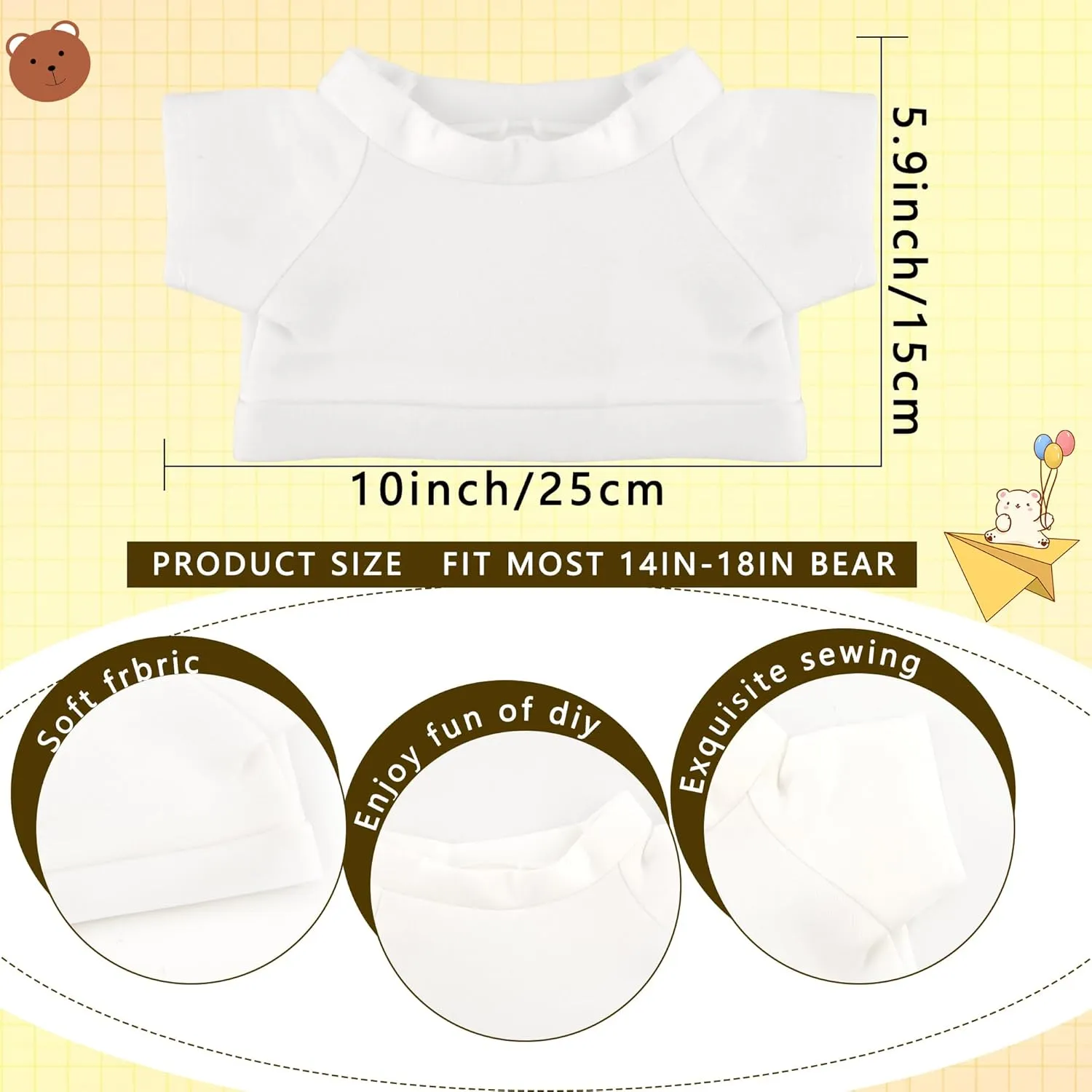 30 Pcs White Teddy Bear Clothes Blank Stuffed Animal Shirt Hoodie Sublimation Bear Clothing for 14-18 Inch Stuffed Bears Dolls DIY (Color Style 1)