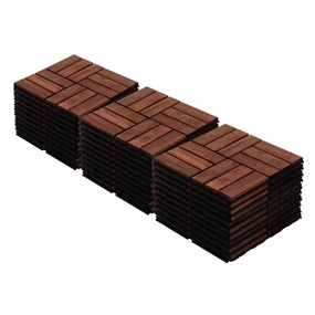 30 PCS Acacia Wood Interlocking Deck Tiles-12 x12 Water Resistant Outdoor Floor All Weather Use,Patio Floor Decking Tiles for Porch Poolside Balcony Backyard,Checked Pattern,Brown