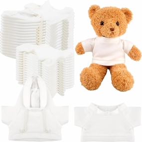 30 Pcs White Teddy Bear Clothes Blank Stuffed Animal Shirt Hoodie Sublimation Bear Clothing for 14-18 Inch Stuffed Bears Dolls DIY (Color Style 2)