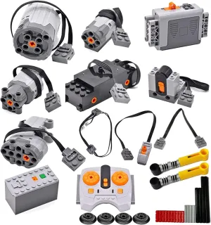 32Pcs Power Function Kit Set Motor Battery Infrared-Remote-Control Receiver Train Adjustable Speed ​​Motor Parts, Motor Power Change Parts Compatible with mainbrands Technic-Parts