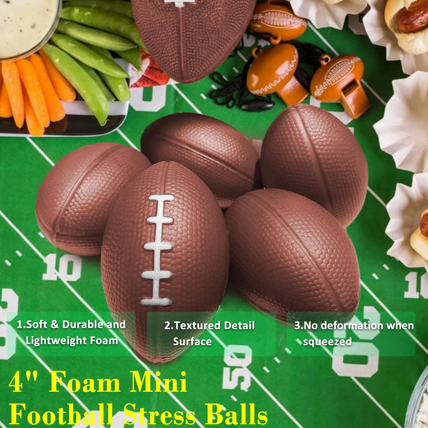 36 Pcs Mini Football Sports Stress Ball Bulk 4 inch Mini Foam Sports Ball Kids Adults Football Sports Party Favor Ball Small Relaxable Balls for School Carnival Reward Party Bag Gift Fillers