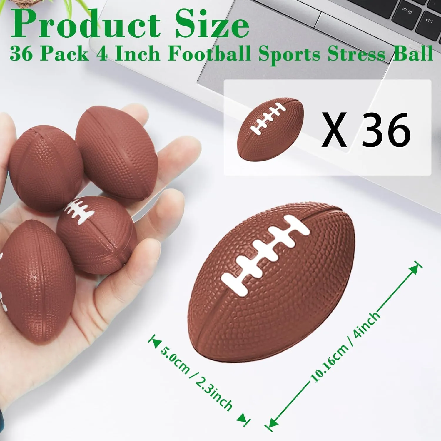 36 Pcs Mini Football Sports Stress Ball Bulk 4 inch Mini Foam Sports Ball Kids Adults Football Sports Party Favor Ball Small Relaxable Balls for School Carnival Reward Party Bag Gift Fillers