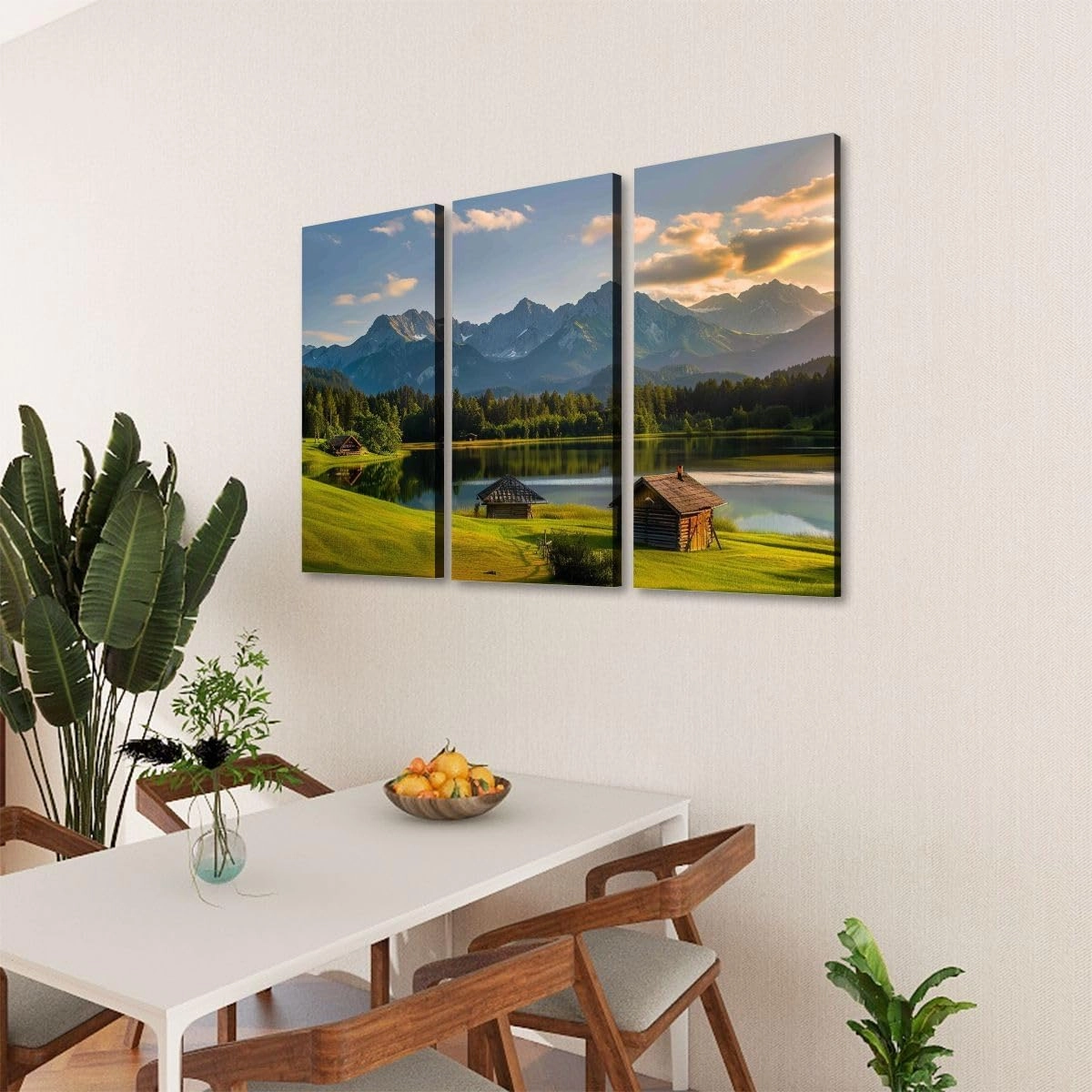 3 Piece Canvas Wall Art Magic Sunrise Alpine Lake Geroldsee view to mount Karwendel Garmisch Modern Print Paintings Artwork Picture Wall Decor for Living Room Home Office Decor