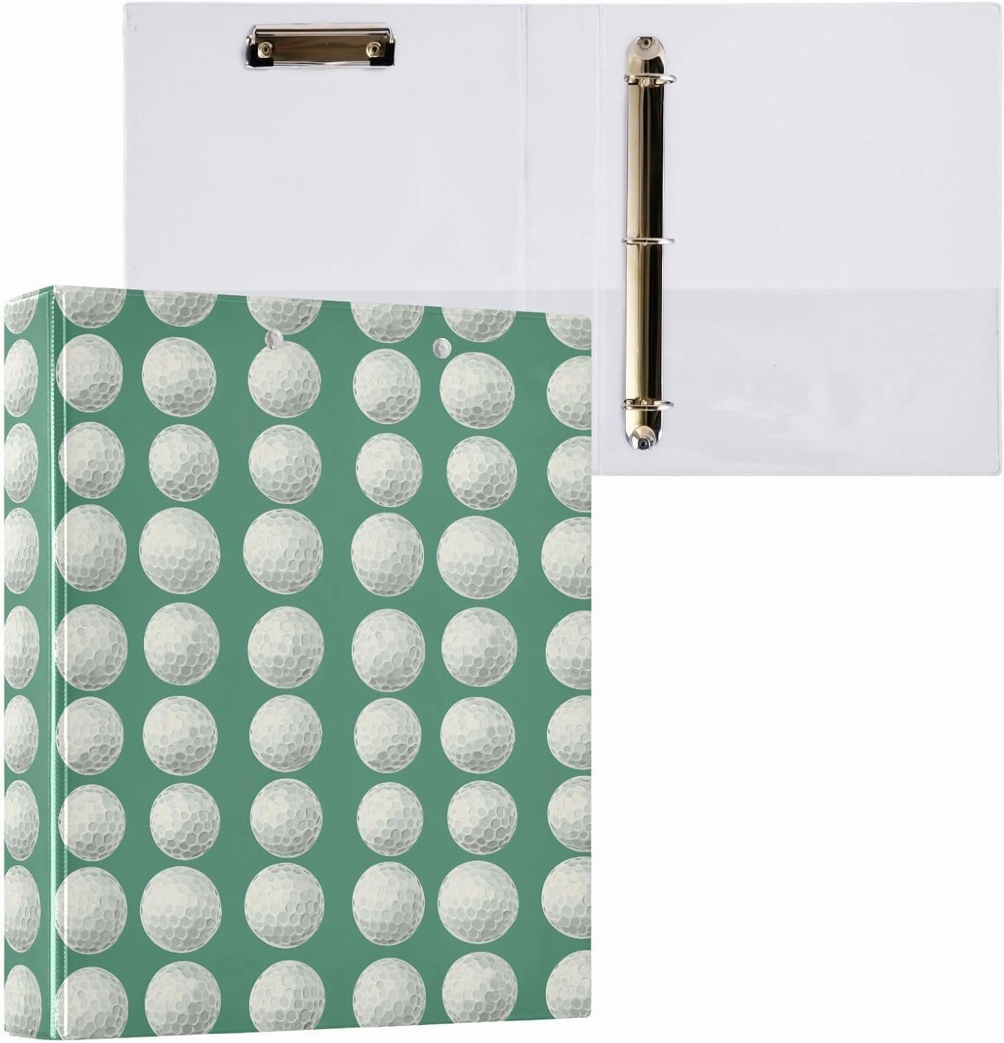3 Ring Binder Golf Ball Art Binder 1.5 inch with Clipboard PVC Pockets Fit 8.5 x 11 Inch Paper for School Office Supplies 1 Pack
