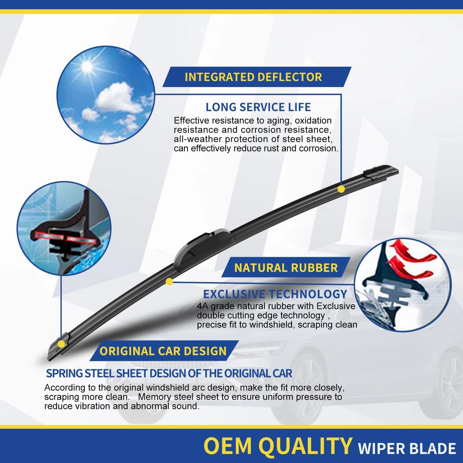 3 Wipers Factory Replacement For 2014 2015 2016 2017 2018 2019 2020 Acura MDX Original Equipment Windshield Wiper Blades Set 26" 20" 14" (Set of 3)