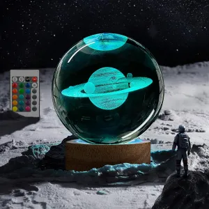3D Saturn Crystal Ball Night Light 3.15 inch Saturn Galaxy Planet Glass Ball Lamp with 16 Color Changing and Remote Saturn Bedroom Decor Gifts Ideal for Friends Kids Christmas Birthday