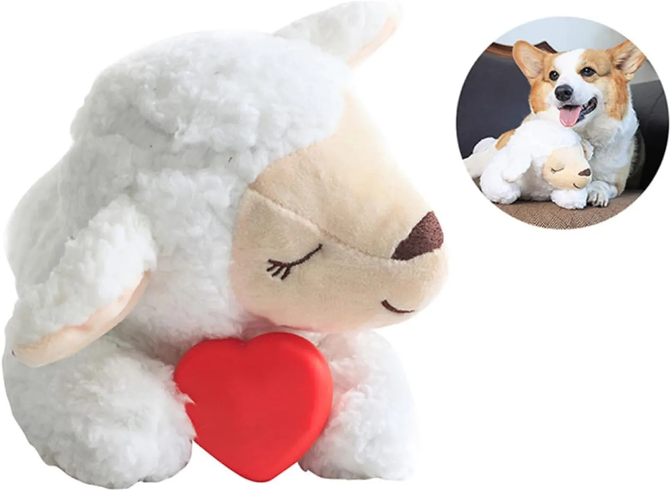 3T group Heartbeat Puppy for Dogs,Heartbeat Dog Toy Anxiety Relief Toy Sleep Aid,Stuffed Animal with Heartbeat Toys for Puppy Essentials Pillow Calming Toys (White)