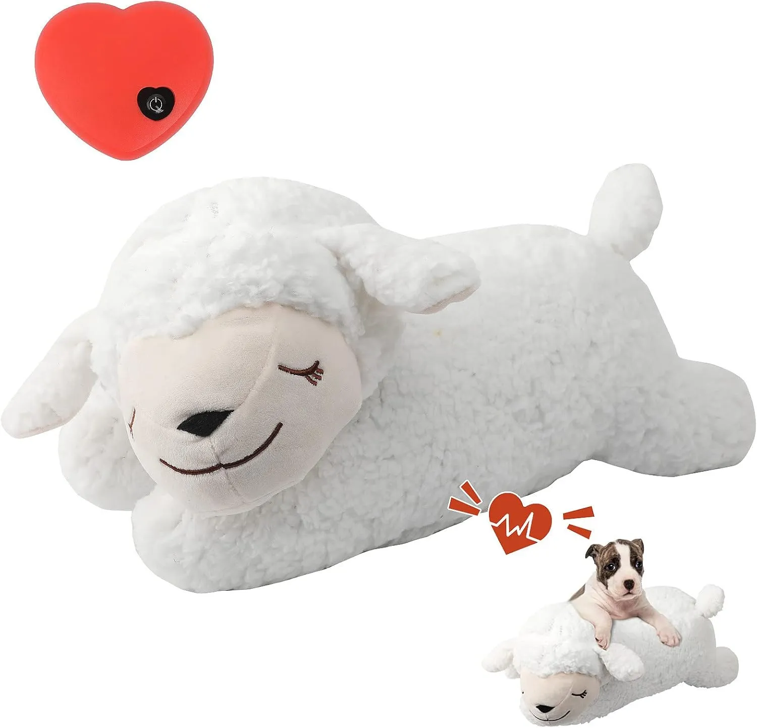 3T group Heartbeat Puppy for Dogs,Heartbeat Dog Toy Anxiety Relief Toy Sleep Aid,Stuffed Animal with Heartbeat Toys for Puppy Essentials Pillow Calming Toys (White)