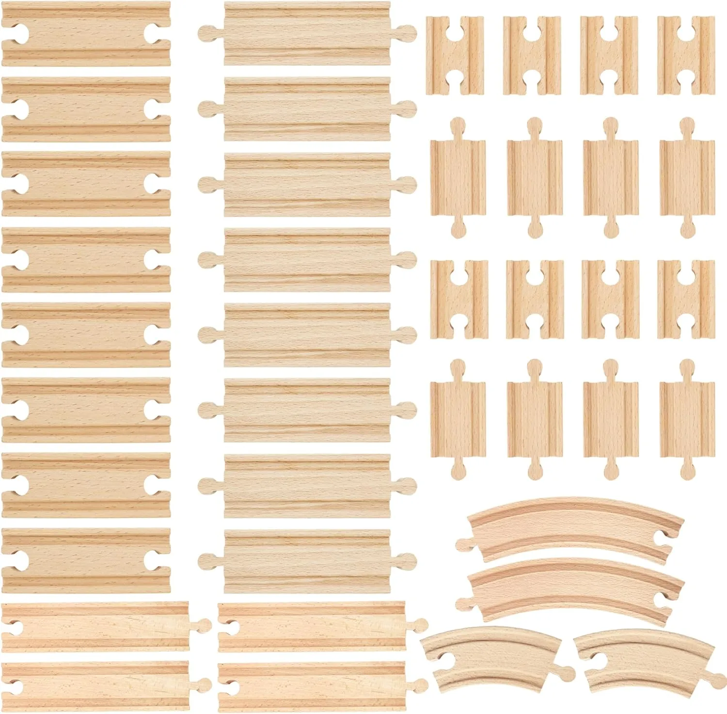 40 Pcs Wooden Male Female Train Track Adapters Straight Wood Train Track Bulk Train Track Expansion Packs Compatible with All Major Trains Railway