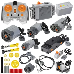 45 Pcs Power-Function Set Servo & Train-Motor Battery Technic-Parts Receiver Train Adjustable Speed ​​Motor Parts, Motor Power Change Parts Compatible with Main Brands