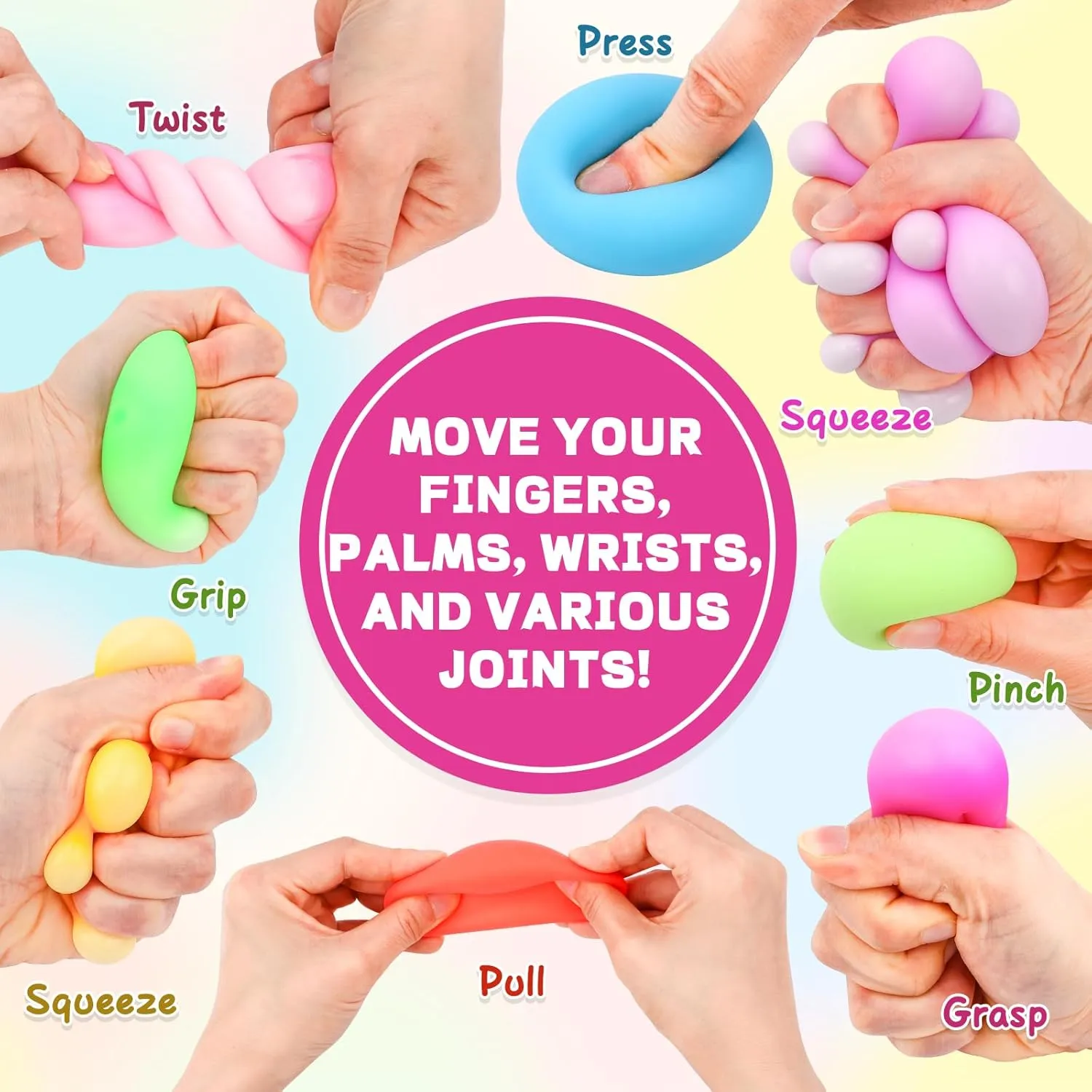 48 Pack Slow Rising Stress Ball,Stress Balls for Kids Adults,Stretchy Fidget Toys for Anxiety Relief,Hand Therapy Sensory Squishy Ball,Squishy Toys for Kids,Classroom Prize Box Toys