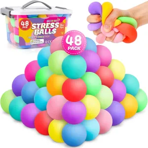 48 Pack Slow Rising Stress Ball,Stress Balls for Kids Adults,Stretchy Fidget Toys for Anxiety Relief,Hand Therapy Sensory Squishy Ball,Squishy Toys for Kids,Classroom Prize Box Toys
