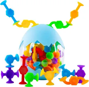 48 Pcs Bath Toys for Kids Ages 3 , Sensory Toys for Autistic Children, Travel Toys Window Toys Stem Learning Toys, Bathtub Toys with Dinosaur Eggshell Storage