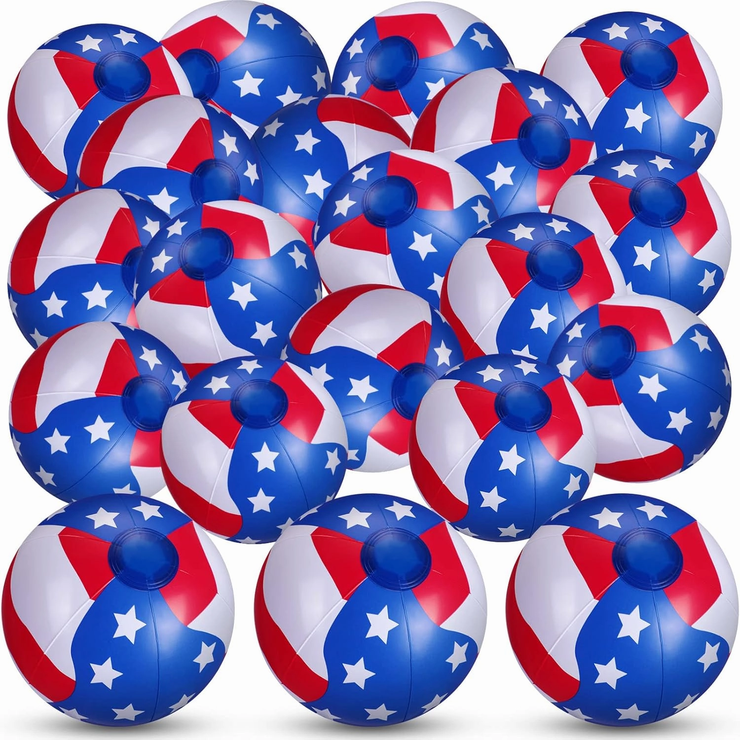 48 Pcs 4th of July Mini Beach Ball Bulk 6 Inch USA Beach Balls Inflatable Patriotic Stars Stripes Red White and Blue for Independence Day Water Outdoor Games and Activities Party