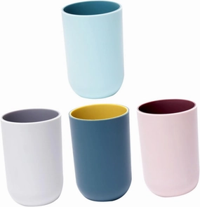 4pcs Mouthwash Cups Toothbrush Mug Assorted Colors Simple and Stylish Home Oral Care Set