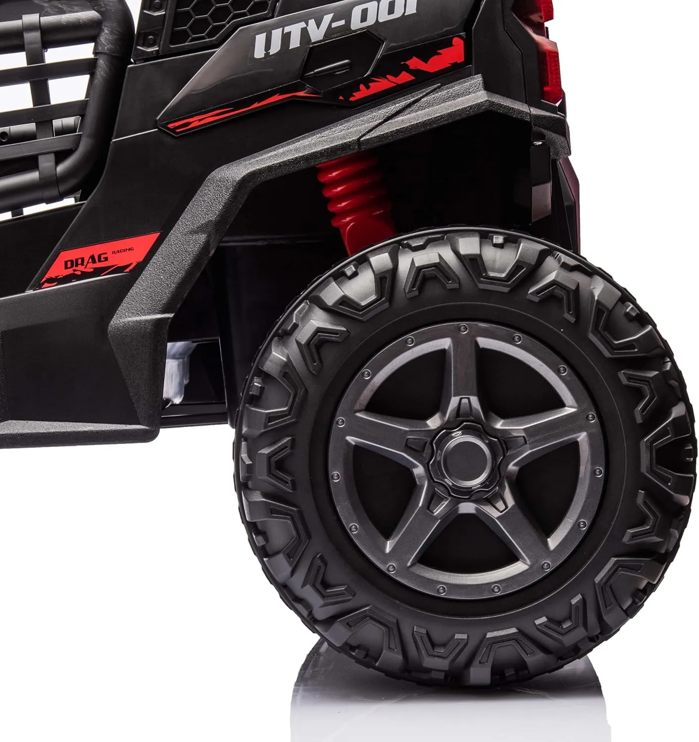 4WD 24 V Ride on Toys UTV with 2 XL Seaters, 4 * 200W Motor Kid Electric Power Rides with Remote Control, LED Lights, Spring Suspension, 3 Speeds, Bluetooth Music, Black