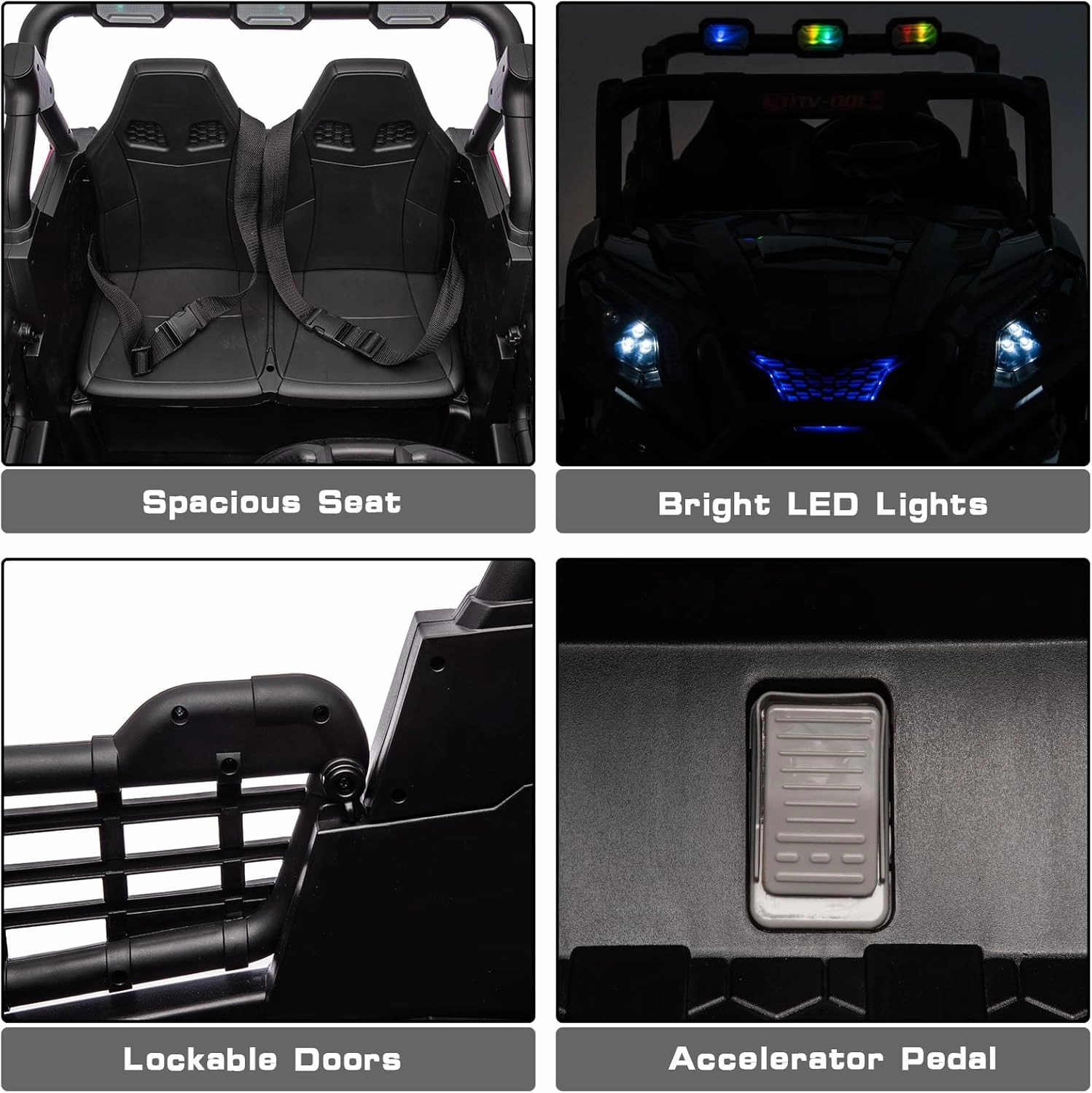 4x4 2-Seater Ride On Buggy 24V Ride On Toys with Remote Control Battery Powered Kids Electric Car Off-Road Vehicles Side by Side UTV w/Music Play, Colorful LED Lights, Pink