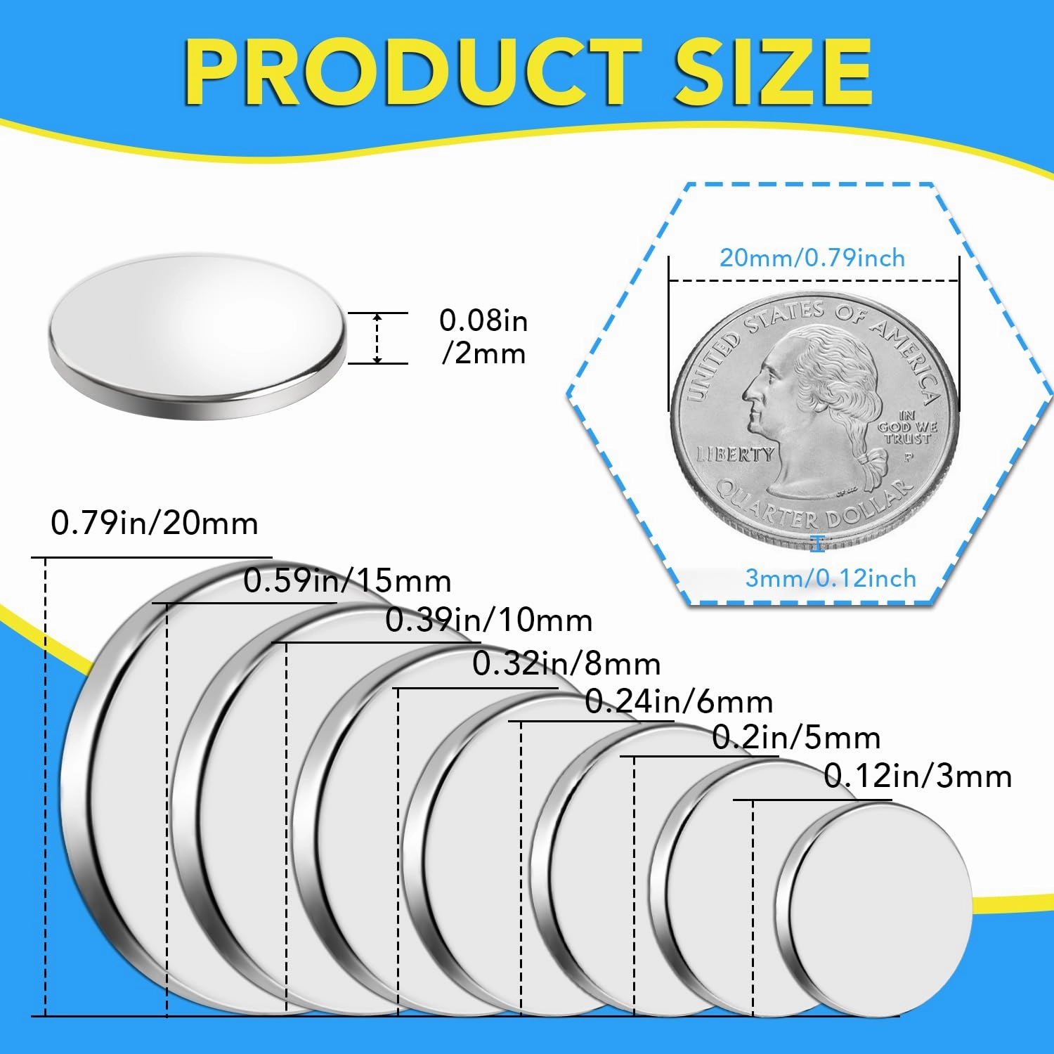 500Pcs Small Magnets, 7 Different Size, Refrigerator Magnet Rare Earth Magnets Neodymium Magnet for Crafts, Whiteboard, Kitchen Cabinet