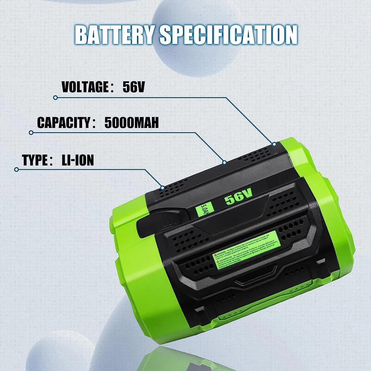5.0Ah BA2800 Replacement for EGO Battery Replacement for 56V 5.0AH Compatible with EGO 56V BA2800T BA4200T BA5600T BA4200 BA1400 BA2800 Power Tools Battery(Multi)