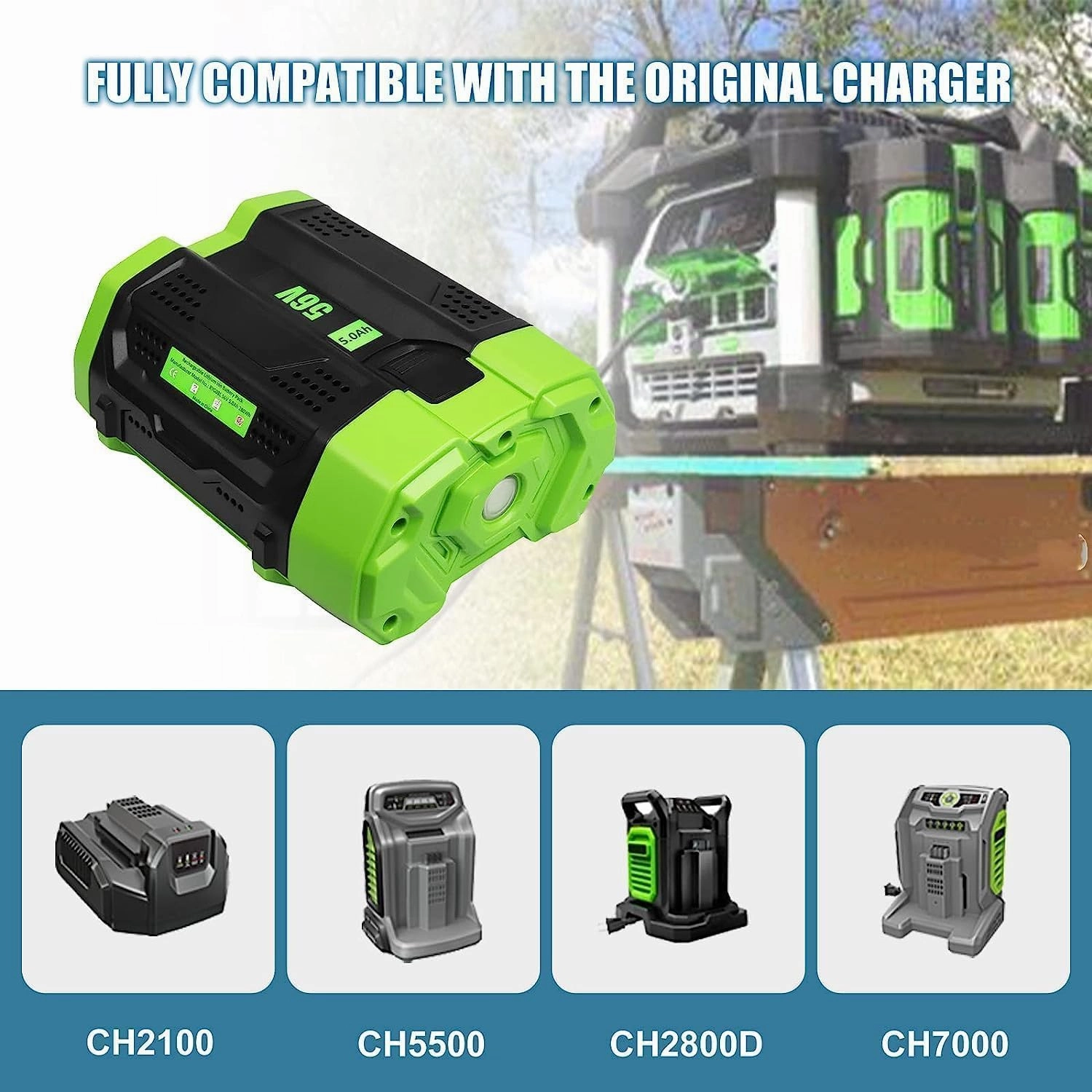 5.0Ah BA2800 Replacement for EGO Battery Replacement for 56V 5.0AH Compatible with EGO 56V BA2800T BA4200T BA5600T BA4200 BA1400 BA2800 Power Tools Battery(Multi)