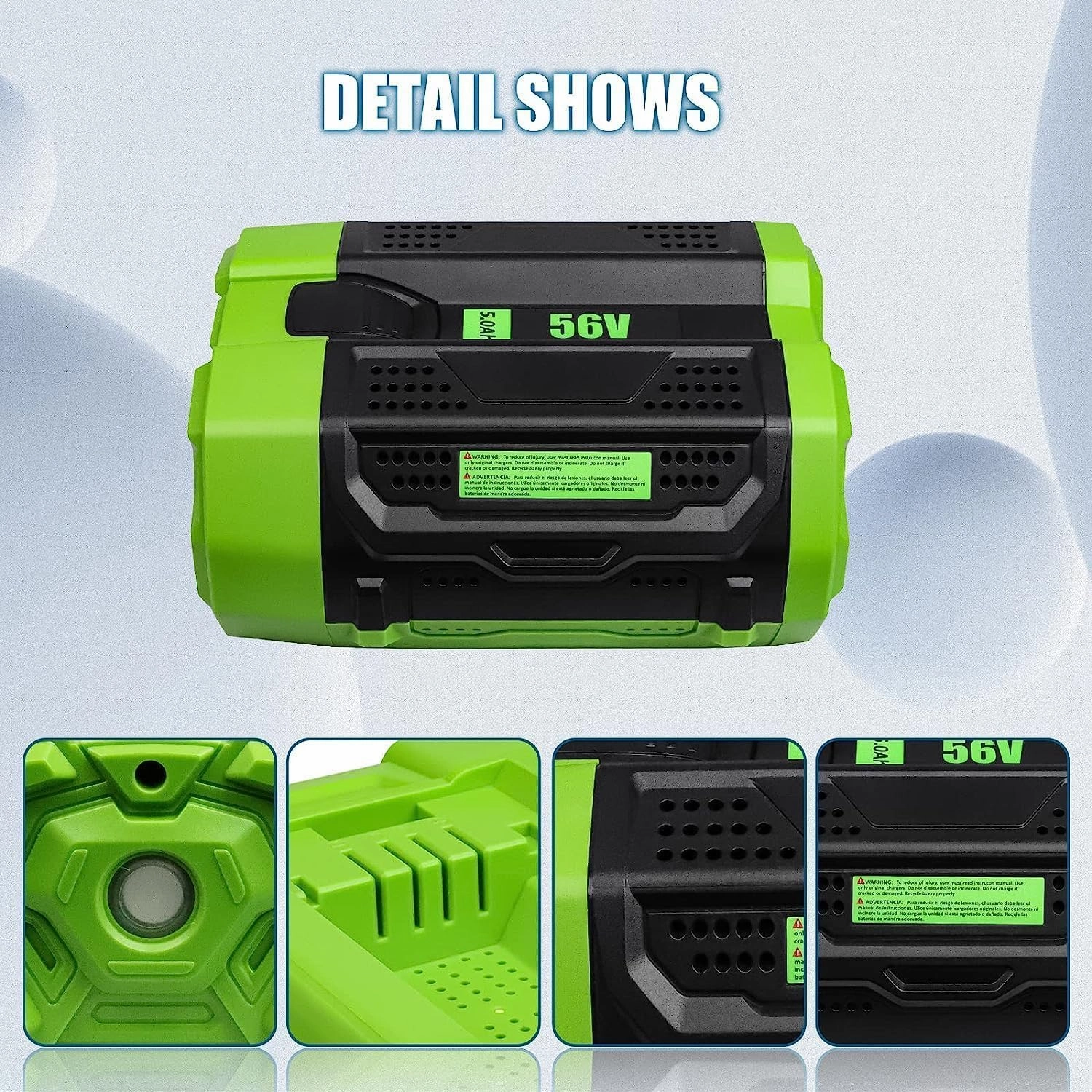 5.0Ah BA2800 Replacement for EGO Battery Replacement for 56V 5.0AH Compatible with EGO 56V BA2800T BA4200T BA5600T BA4200 BA1400 BA2800 Power Tools Battery(Multi)