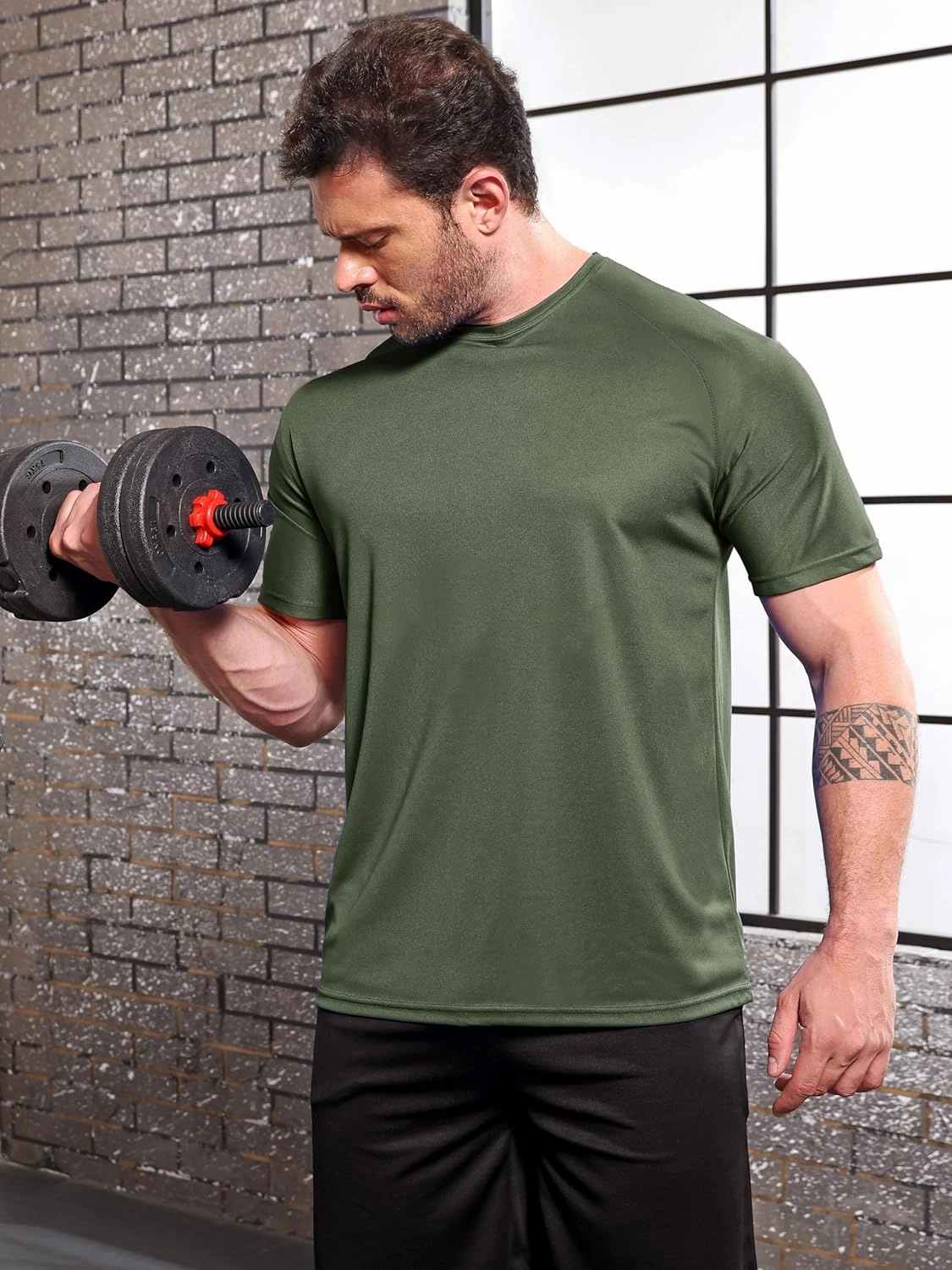 5 Pack Men's Moisture Wicking Shirts Dry Fit Lightweight Breathable Tech Tees for Workout Running Short Sleeve