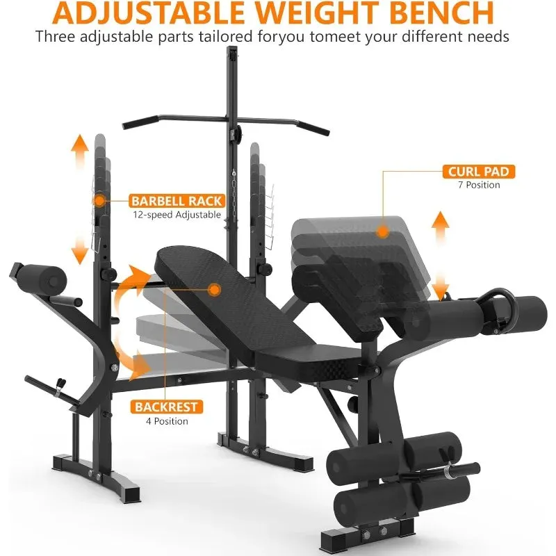 6 in 1 Adjustable Weight Bench Set