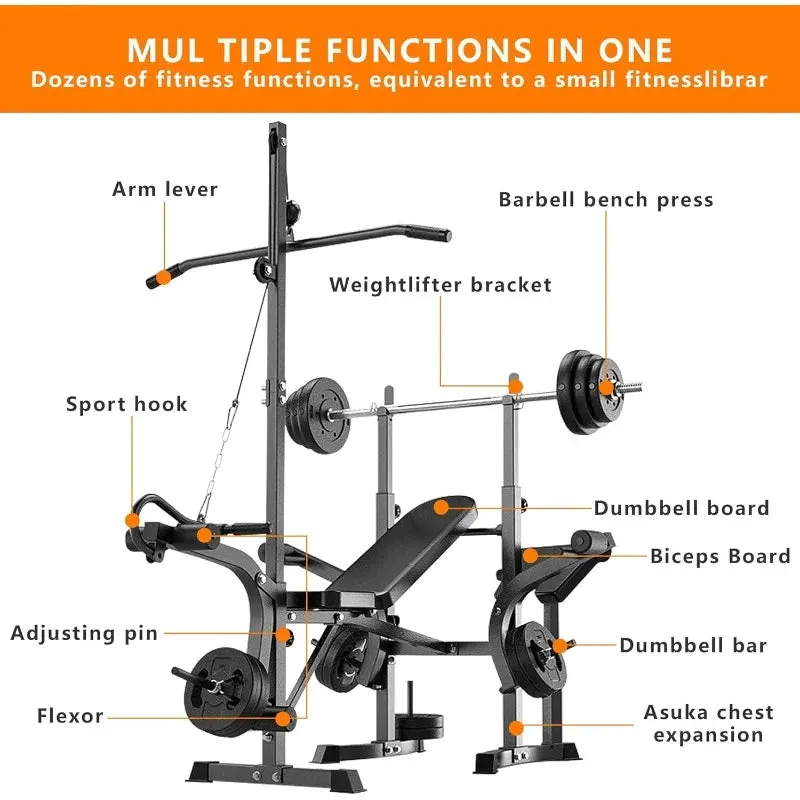 6 in 1 Adjustable Weight Bench Set