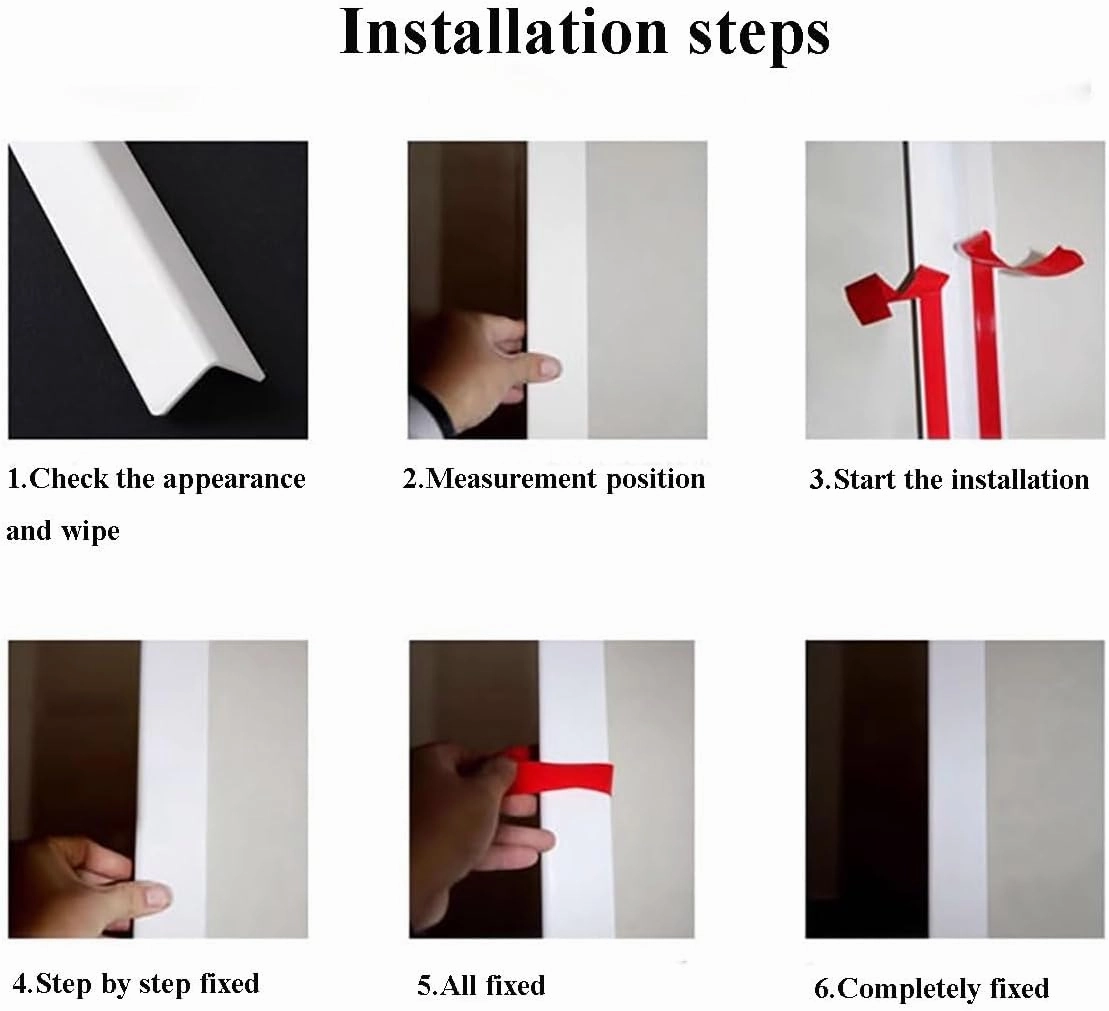 6 Pack PVC Corner Guard Wall Corner Protector, Self-adhesive Floor/Stair/Step/Door Frame/Window L-shaped Edge Shield Bumper For Kitchen Living Room Bedroom, Customizable Length Edge Trim(W-25mm,L225 c