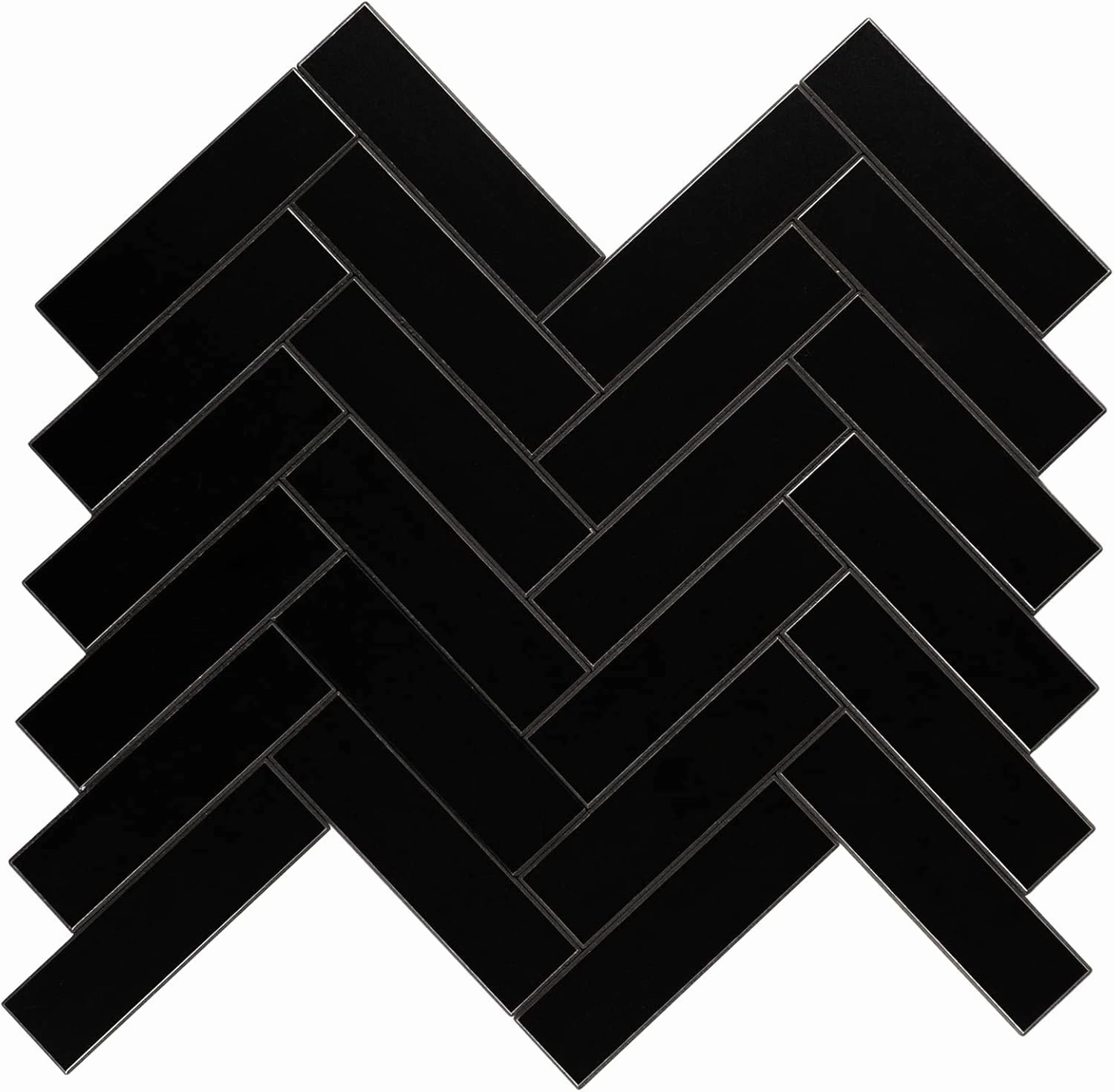 6-Sheet Peel and Stick Black Chevron Blacksplash Tile, Herringbone Aluminum Composite Panel Self Adhesive Wall Tiles Stick on Bathroom and Kitchen