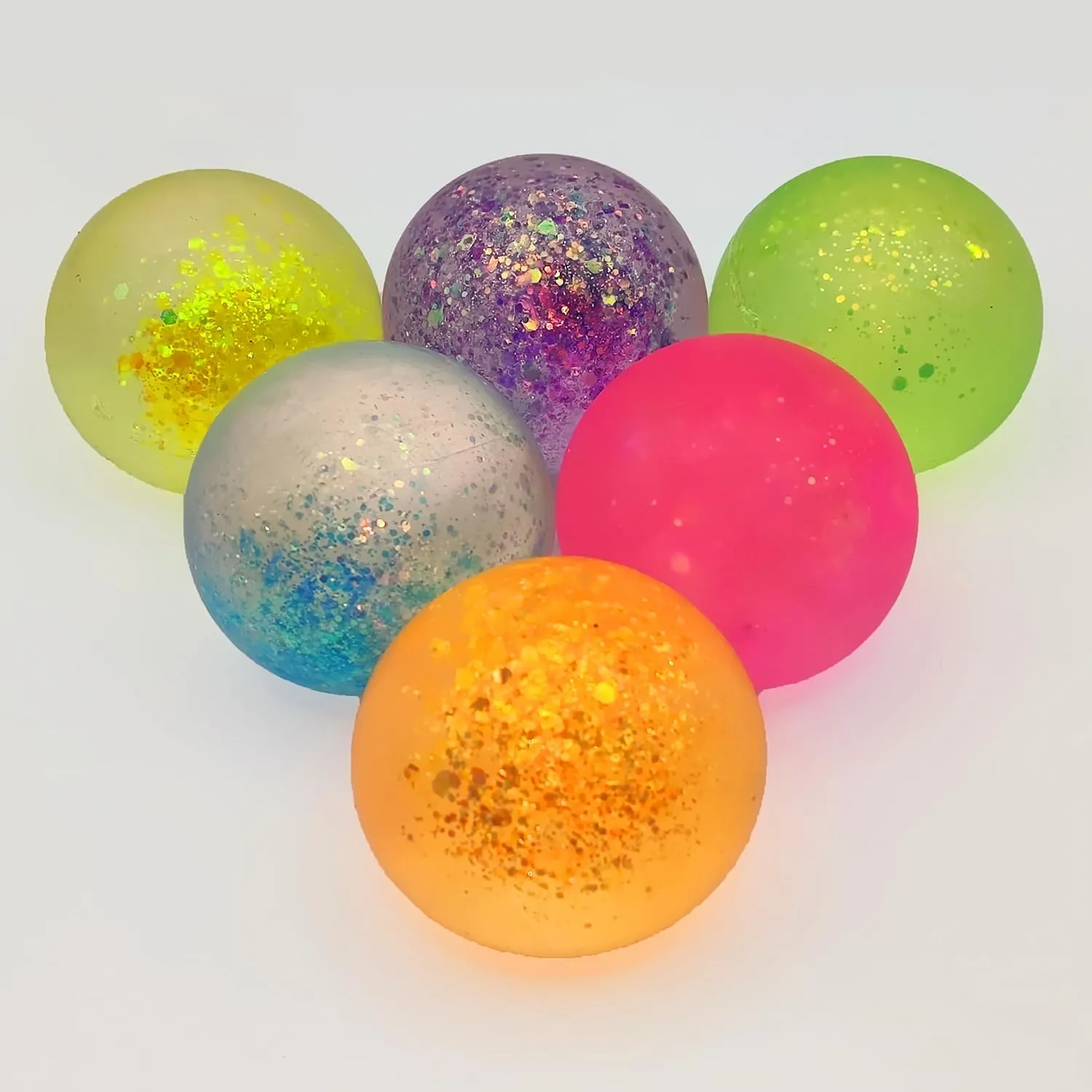 6Pcs Glitter Sugar Ball, 2.4" Slow Rise Squishy Stress Relief Balls Malt Syrup Filled Moldable Relaxing Sensory Fidget Stress Toy Hand Exercise Balls Gift for Friends (Glitter)