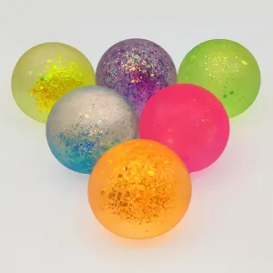 6Pcs Glitter Sugar Ball, 2.4" Slow Rise Squishy Stress Relief Balls Malt Syrup Filled Moldable Relaxing Sensory Fidget Stress Toy Hand Exercise Balls Gift for Friends (Glitter)