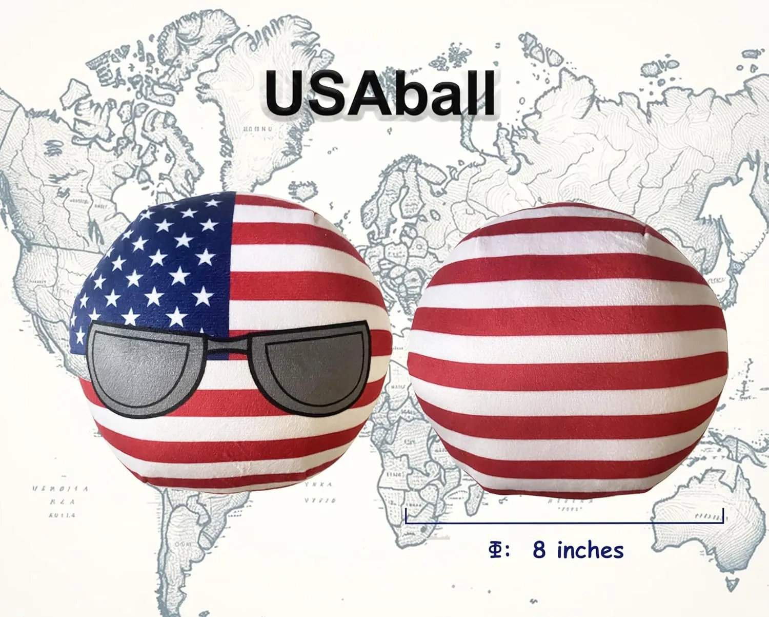 8-Inch Countryball Plushie – Soft and Cute National Ball Toy – Collectible Gift for Fans, Kids, and Plush Enthusiasts (2.USA)