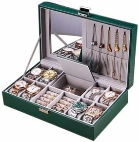 8 3 Mixed Grids Watch Box Pu Leather Suede Inside Word Buckle Storage Jewelry Display Storage Mens Case (Color : C)