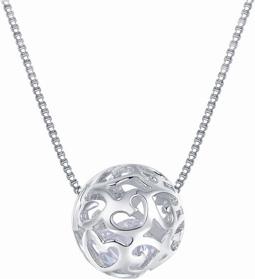 925 Sterling Silver Necklace for Women Pendant Cut Beads Ball Chain | jewelry for women for special Occasions | long silver necklaces for women | locket necklace for women | ball chain necklace, 17"