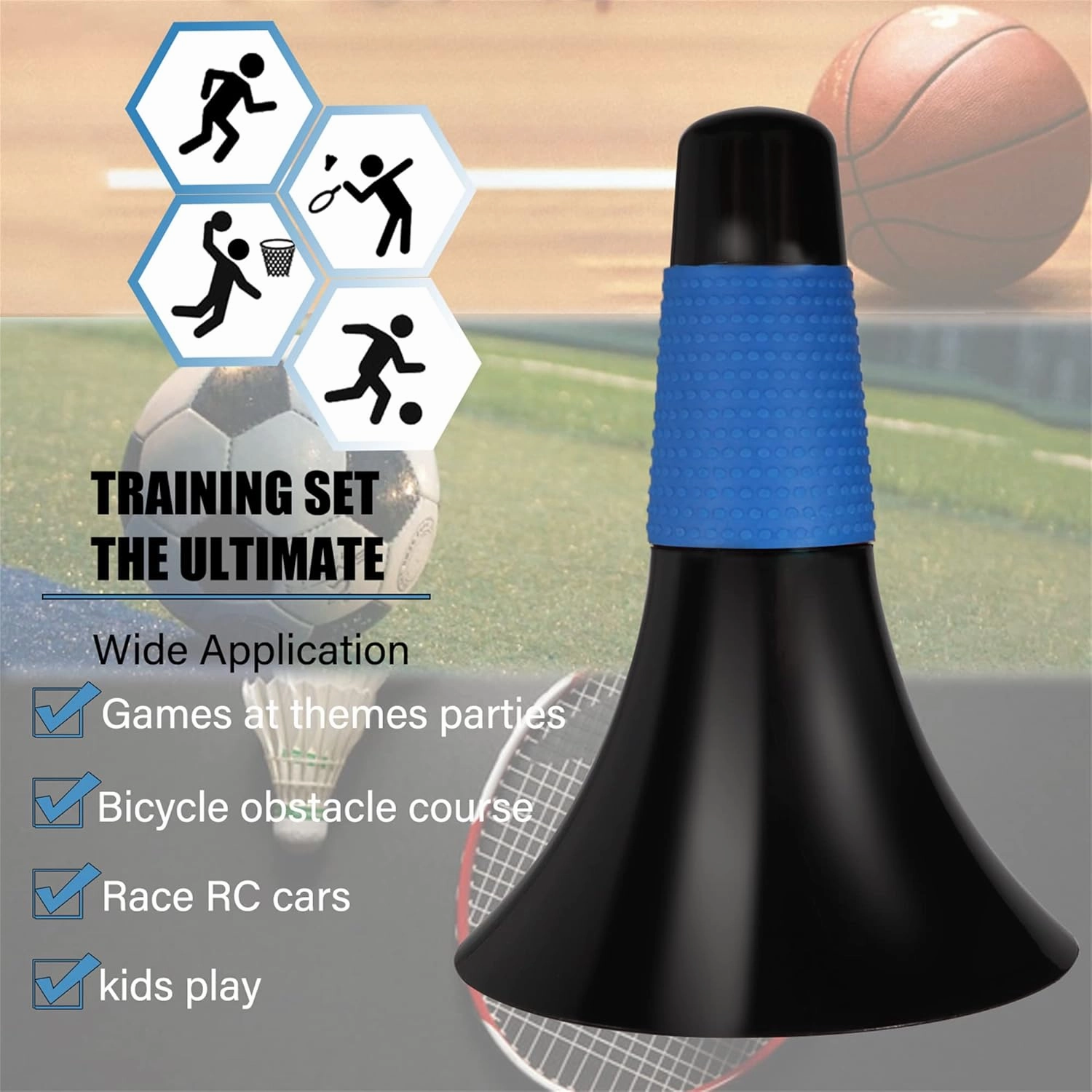 9 Inch Sport Cones, 8 Pack Agility Training Sport Cone Soccer Cones Marker Cones for Basketball, Football, Kids Sport Practice, Speed Grab Drills, Indoor Outdoor Activity Events Games