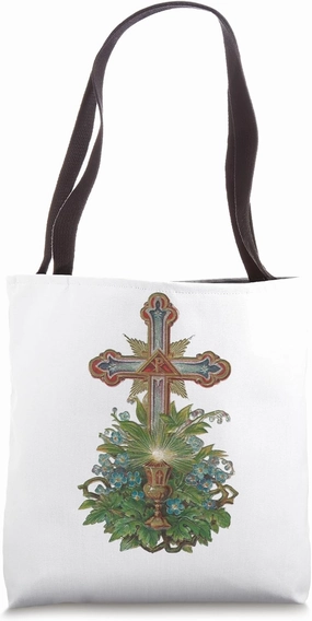 .Young Vintage Angel kneels at The Cross Tote Bag