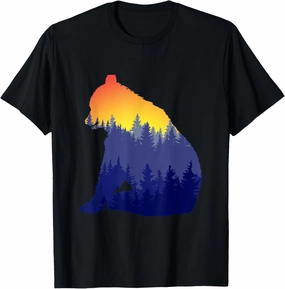A Lonely Black Bear Sitting On Top Of The Mountain Sunset