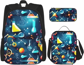 Abstract Science Chemistry Print Versatile Adjustable Shoulder Fashion Backpack Lunch Bag Pencil Case Large Capacity